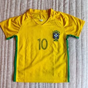 Brazil Neymar Jr #10 Kids Soccer Jersey Size 6 – Yellow and Green